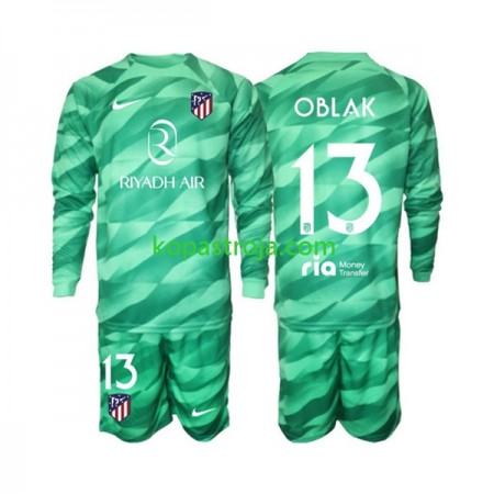 Billiga Fotbollströjor Atlético Madrid Jan Oblak 13 Målvakt Barn Borta tröja Grön 2023/24 Långärmad